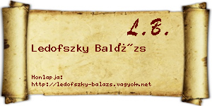 Ledofszky Balázs névjegykártya